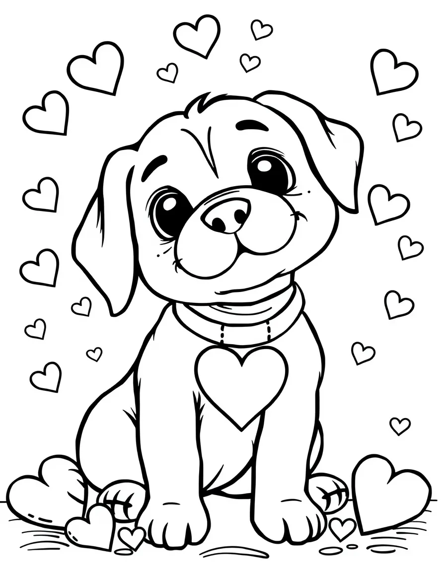 A dog making valentines