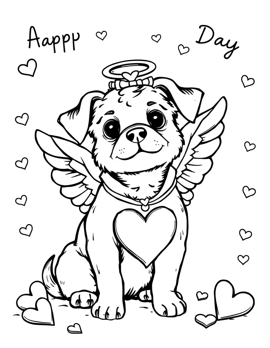 A dog dressed as cupid for Valentine's Day