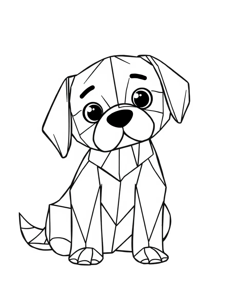 A dog making origami paper crafts