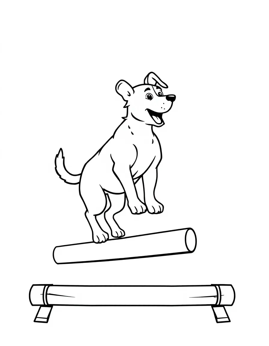 A dog doing gymnastics on a balance beam