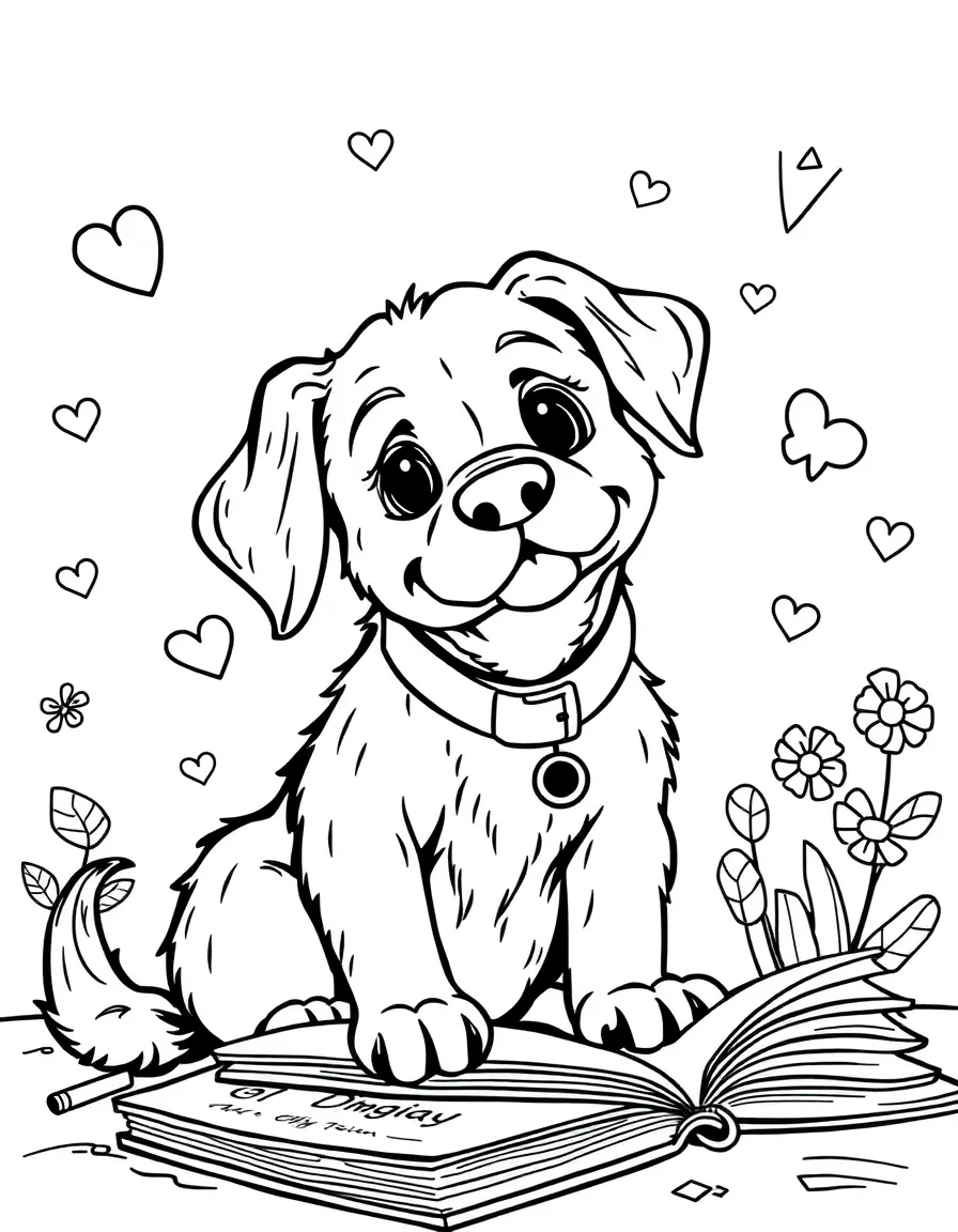 A dog creating a scrapbook of memories