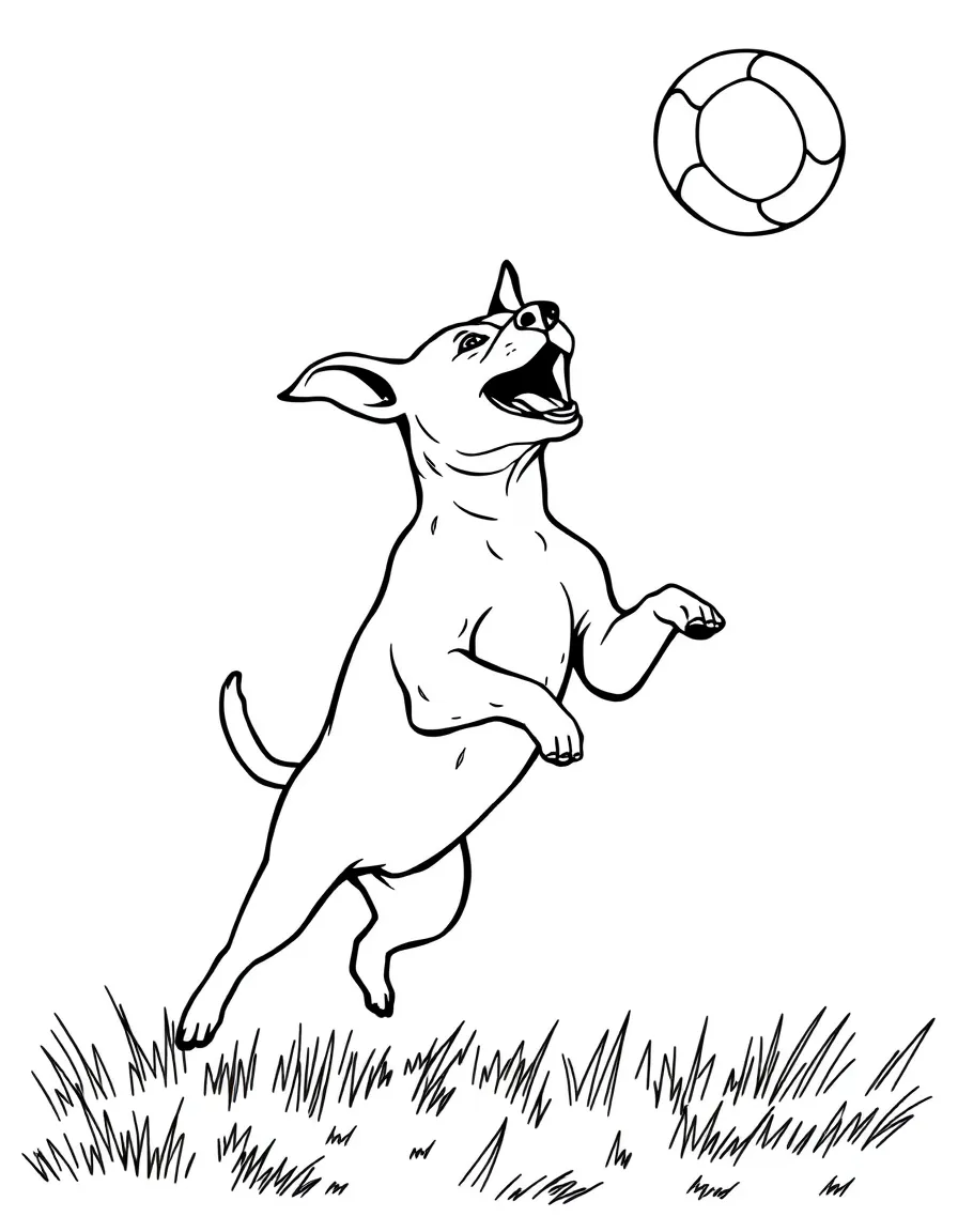 A Jack Russell Terrier jumping high for a ball