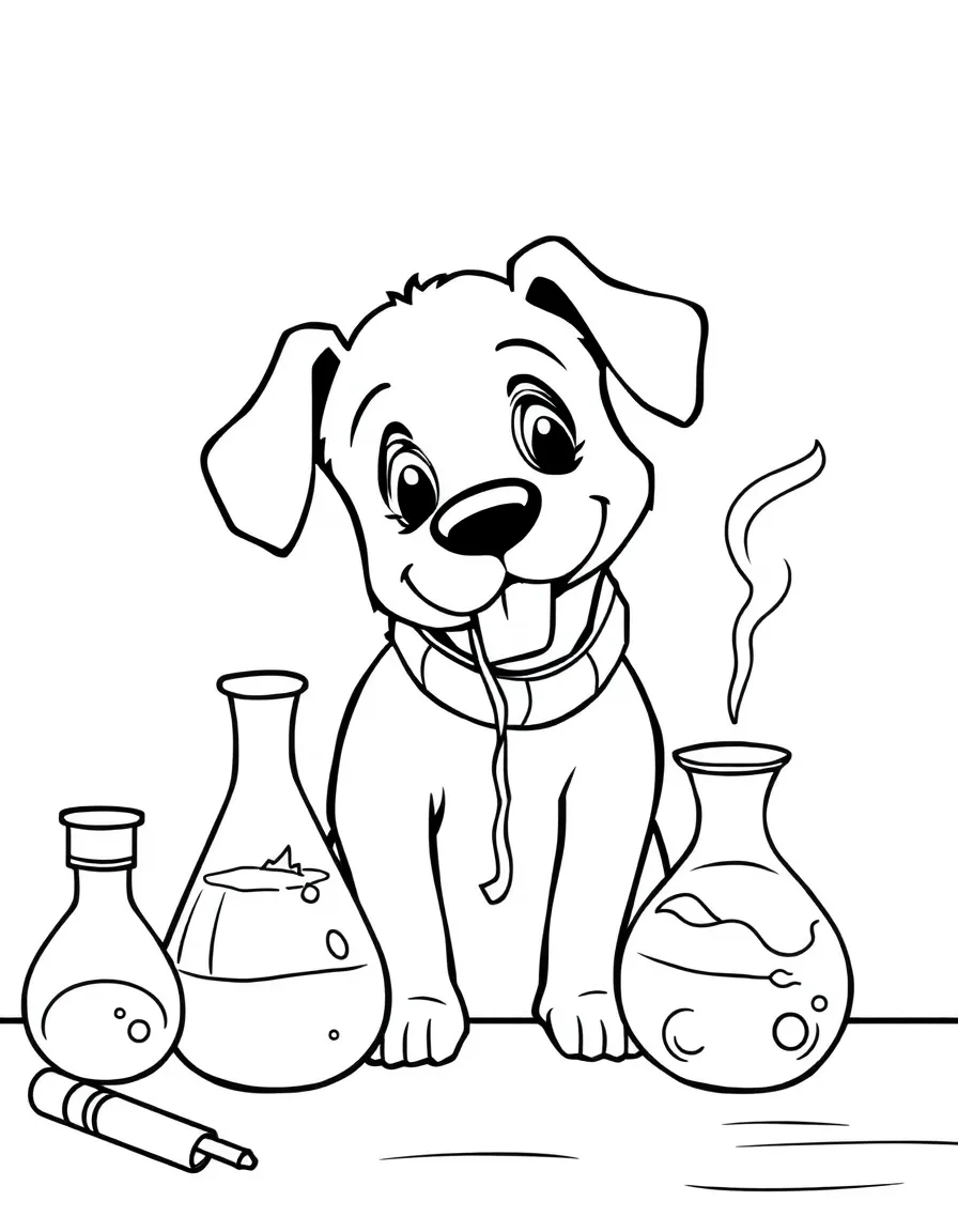 A dog setting up a science experiment