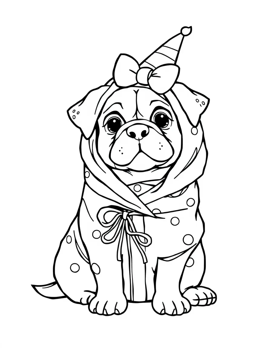 A dog wrapped up like a birthday present