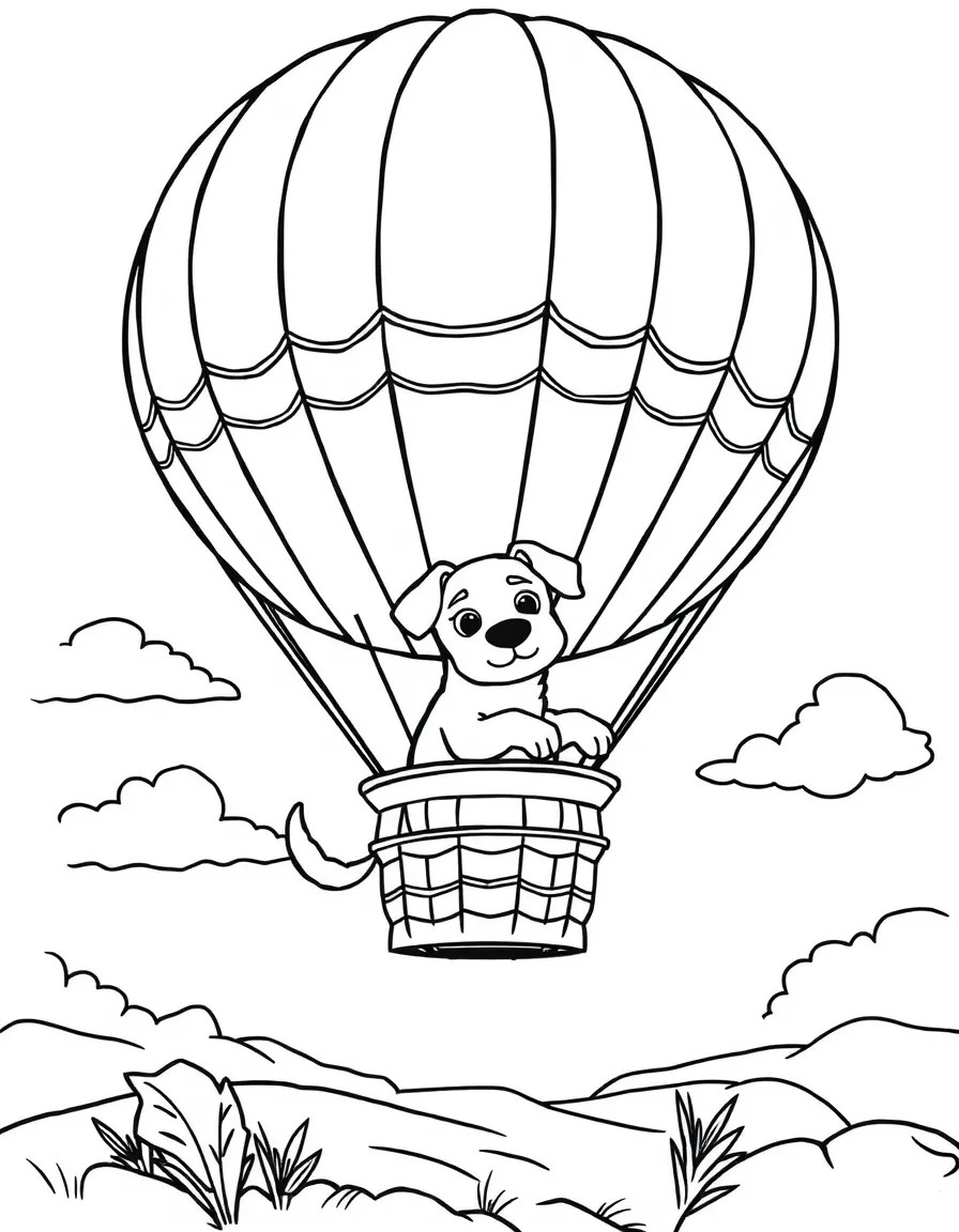 A dog riding a hot air balloon