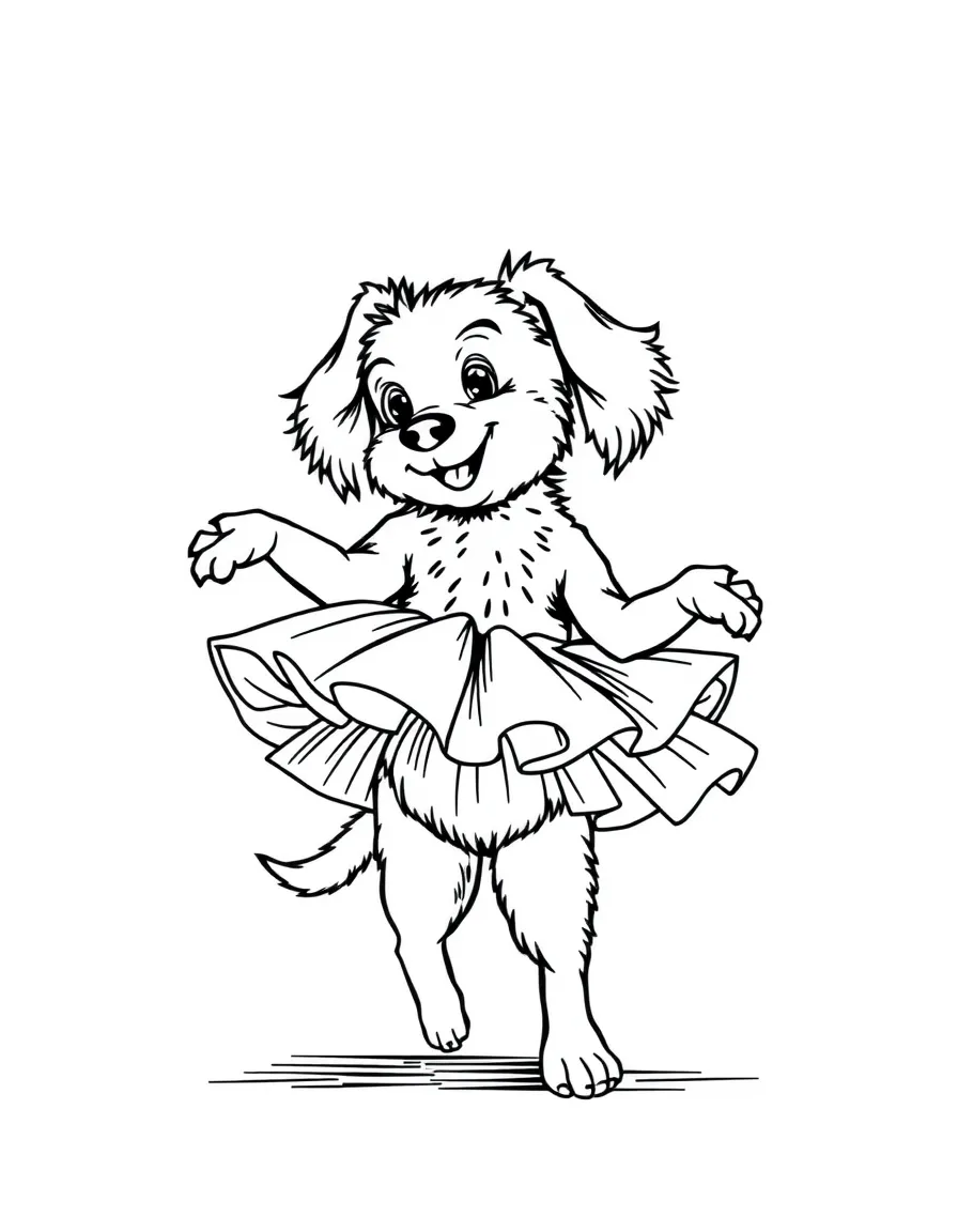A dog dancing in a tutu