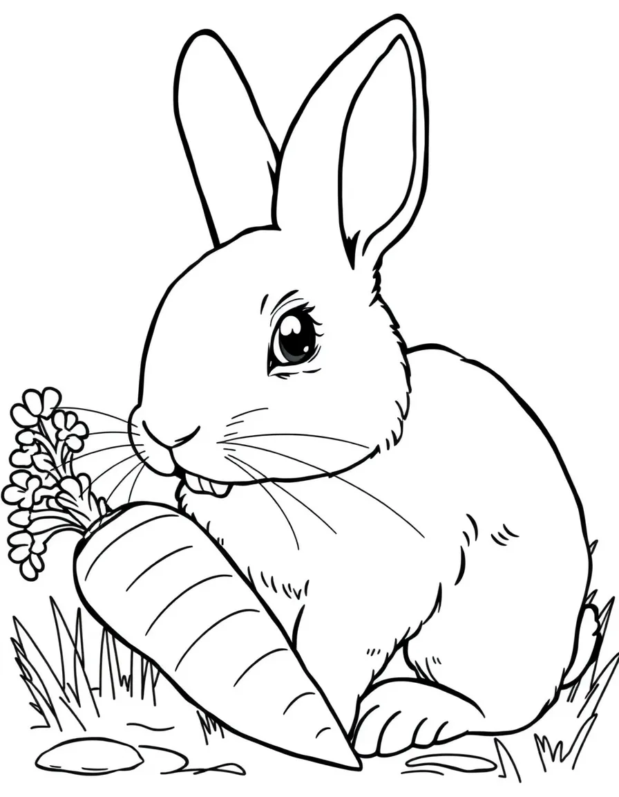 A rabbit nibbling on a carrot
