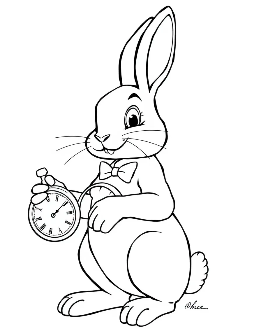 A rabbit holding a pocket watch, like from Alice in Wonderland