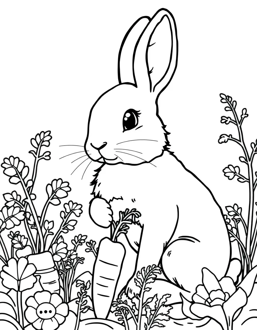 A rabbit with a carrot garden