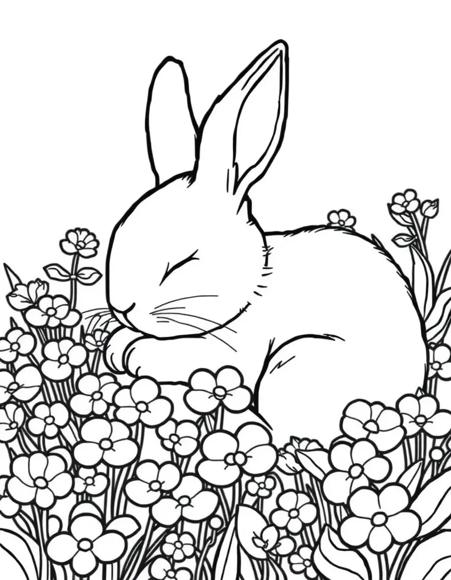 A bunny sleeping in a patch of clover