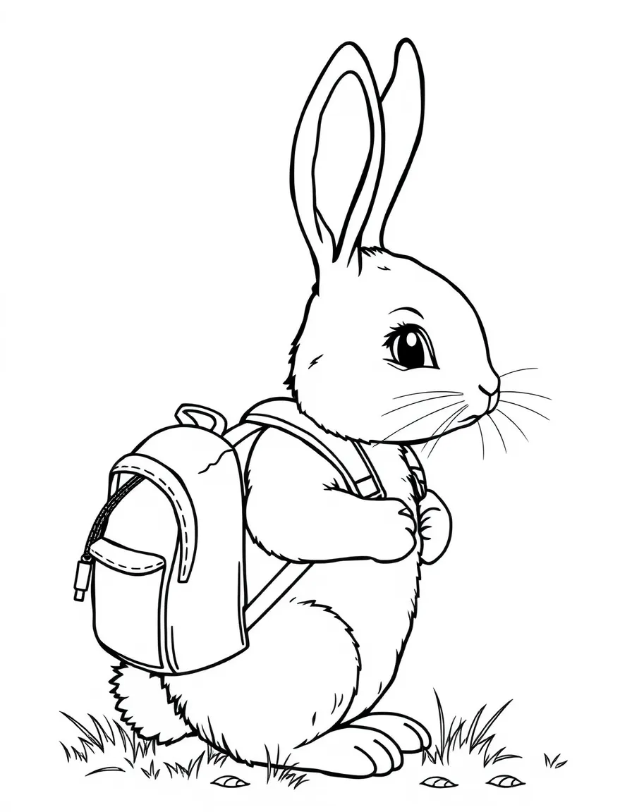 A rabbit with a tiny backpack