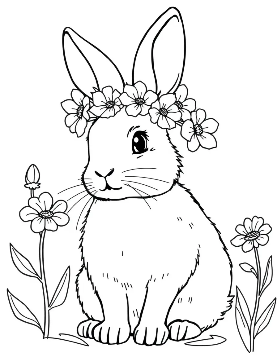 A rabbit in a flower crown