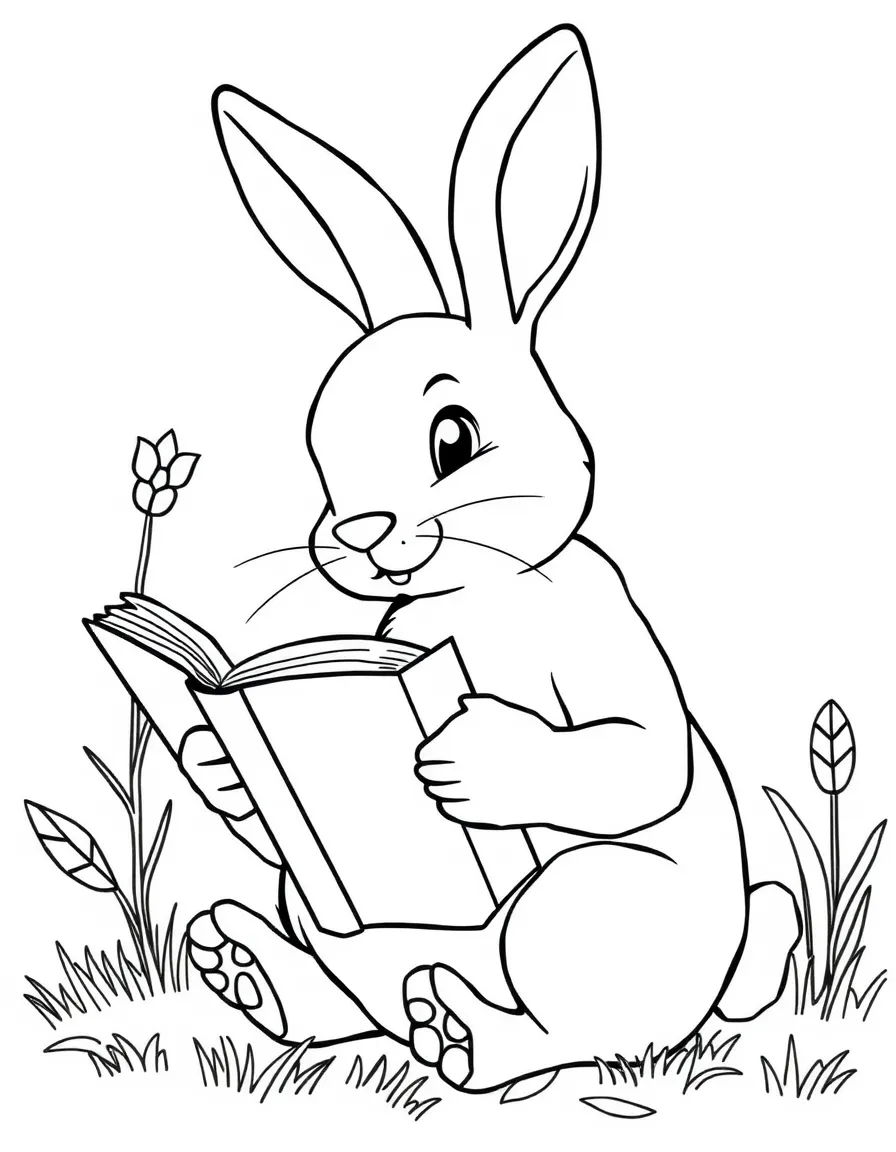 A rabbit reading a book