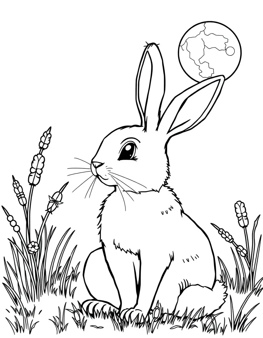 A rabbit looking at the moon