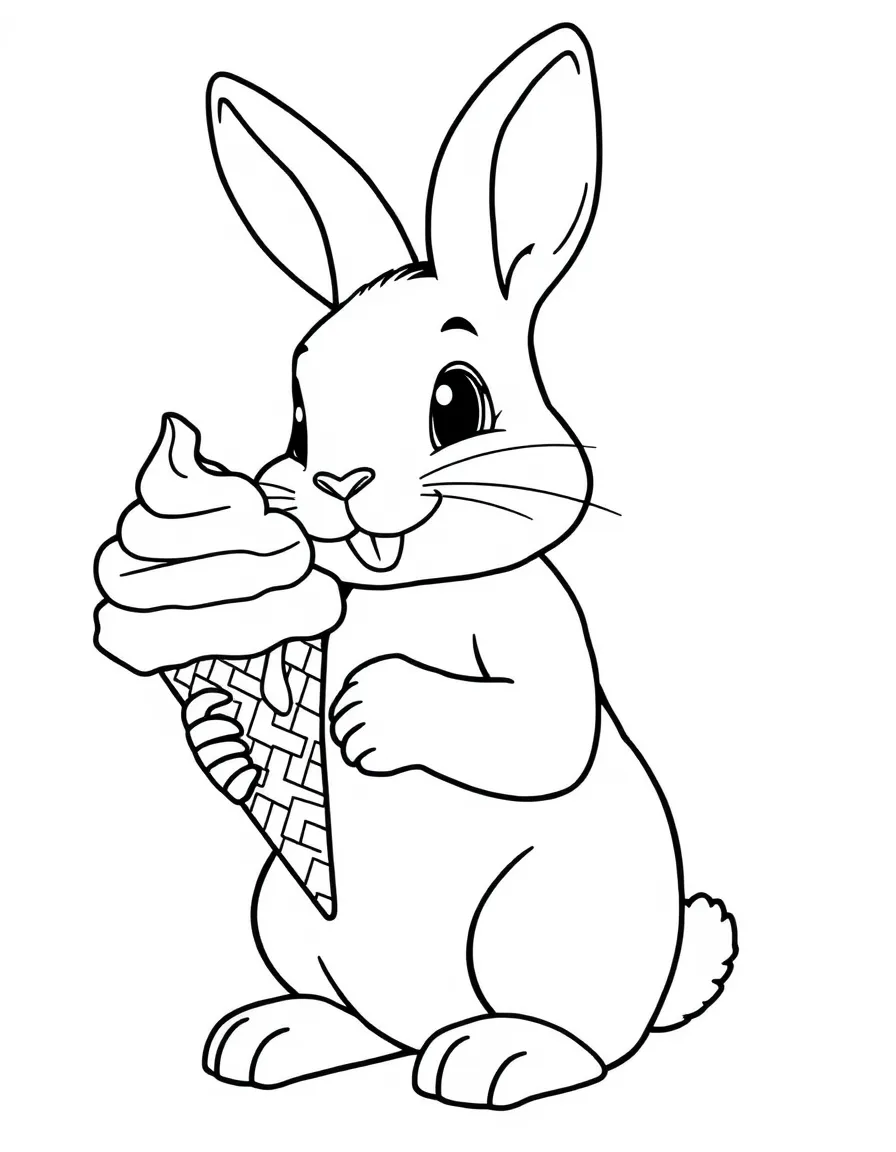 A rabbit with an ice cream cone