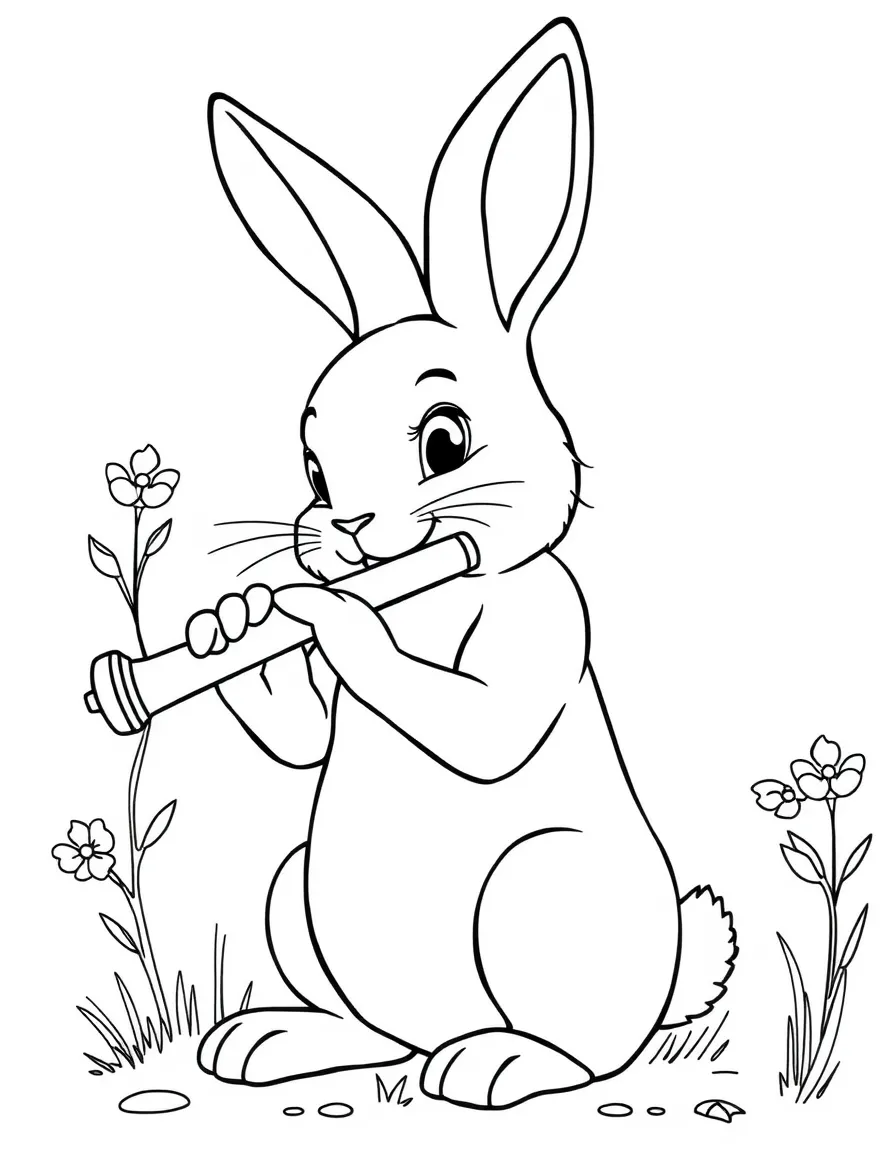 A rabbit playing a flute