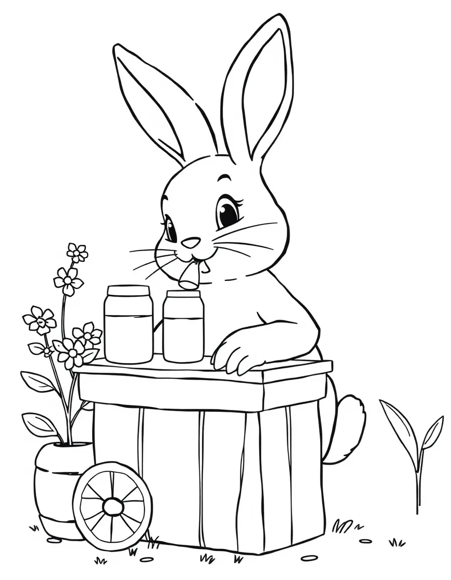 A bunny with a lemonade stand