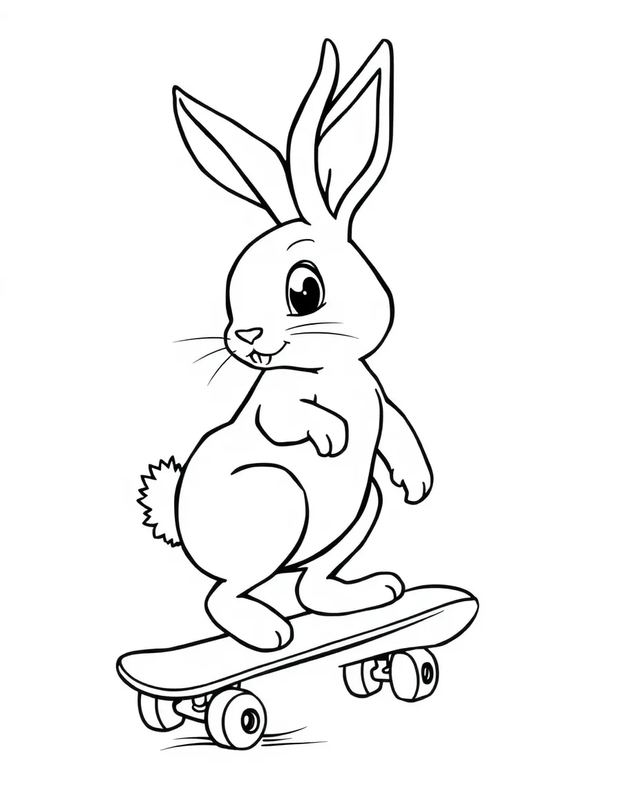 A rabbit riding a skateboard