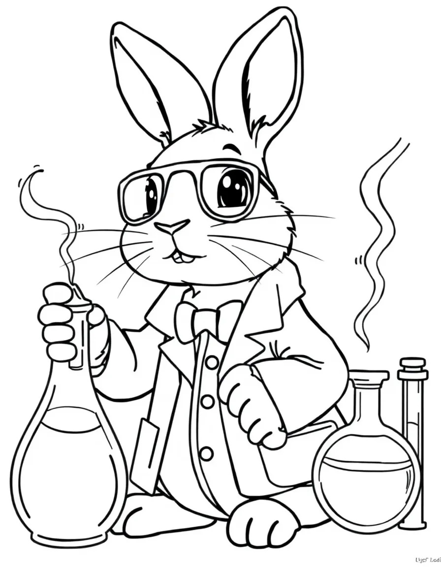 A rabbit scientist with test tubes