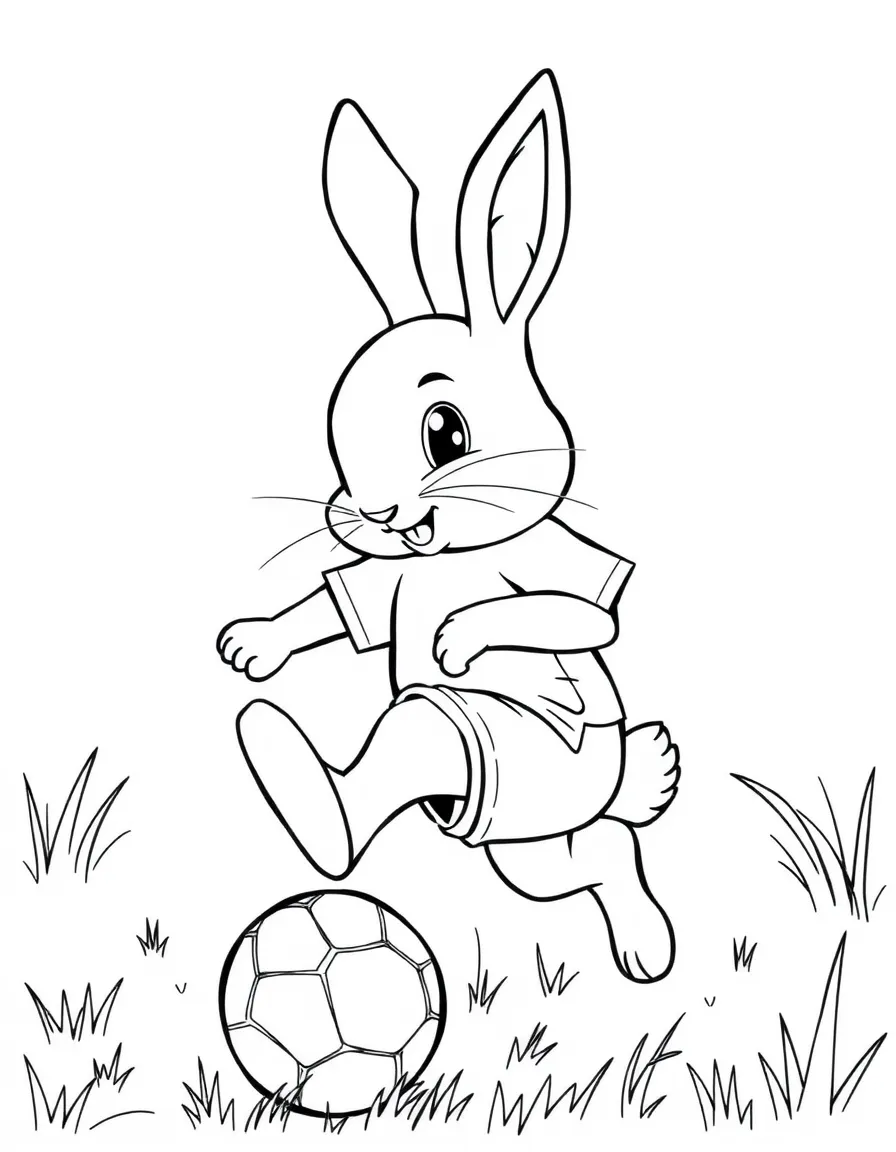A rabbit playing soccer