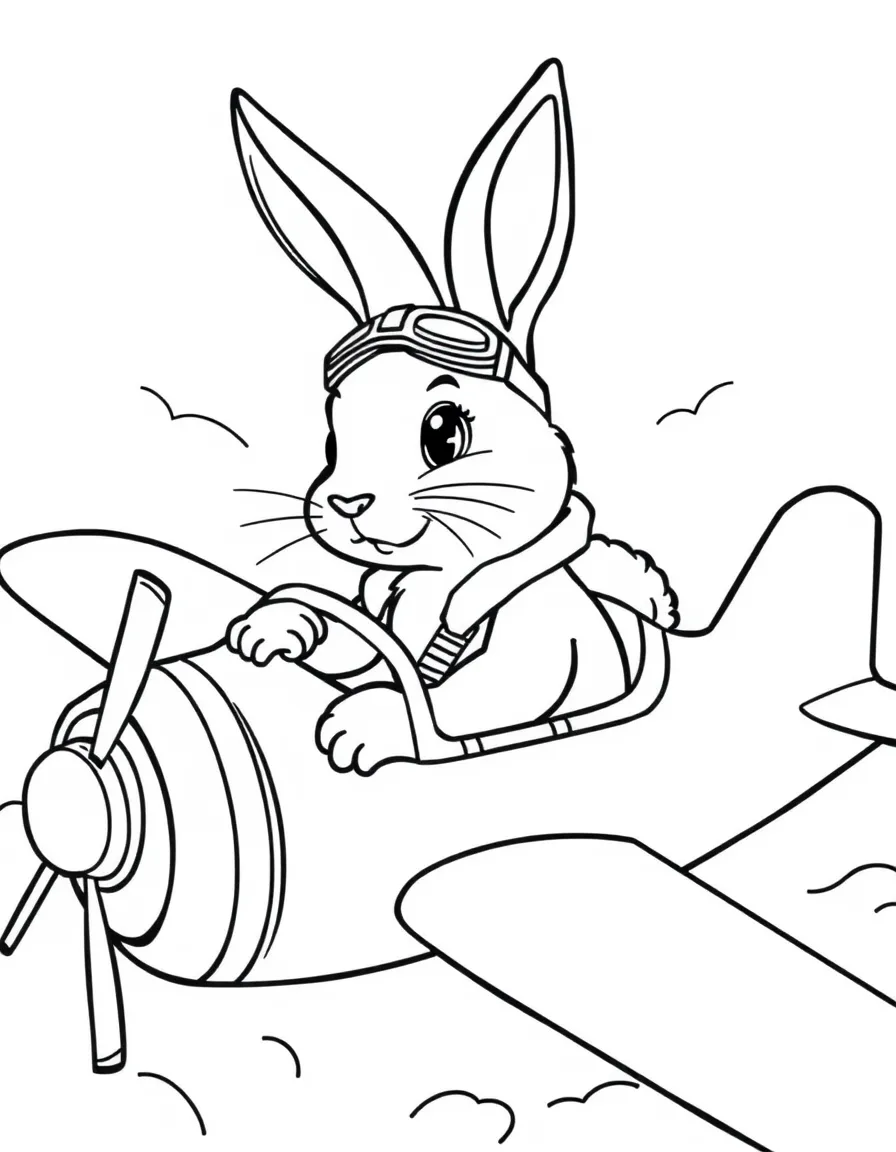 A rabbit pilot in a plane