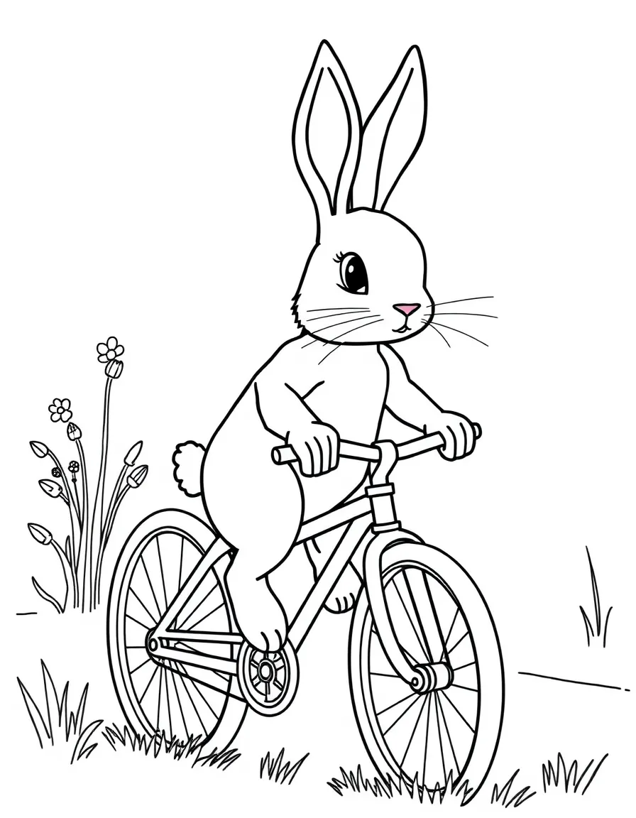 A rabbit on a bicycle