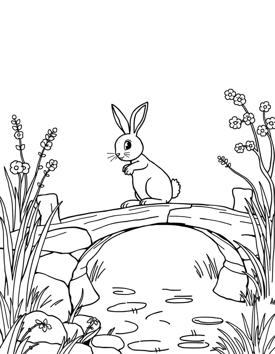 A rabbit crossing a bridge