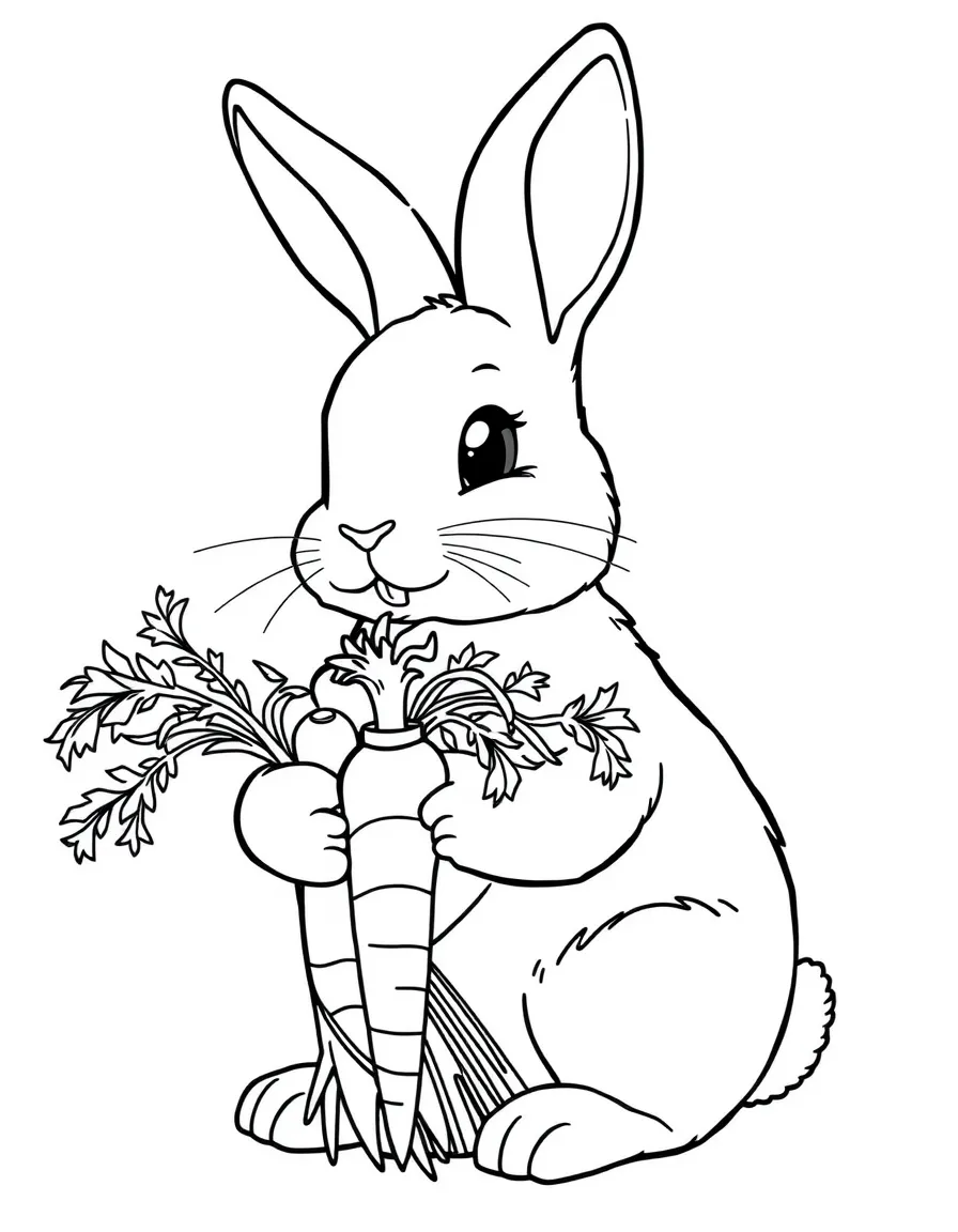 A rabbit with a bouquet of carrots
