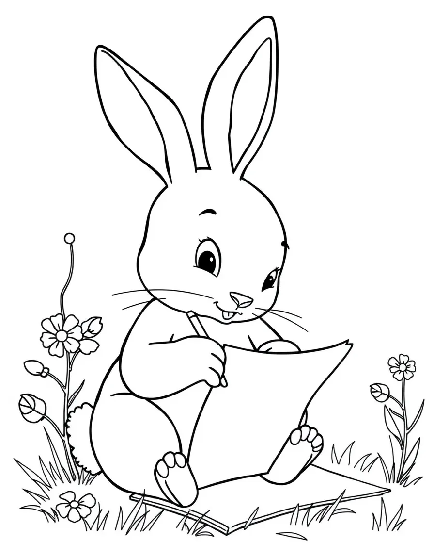 A rabbit writing a letter