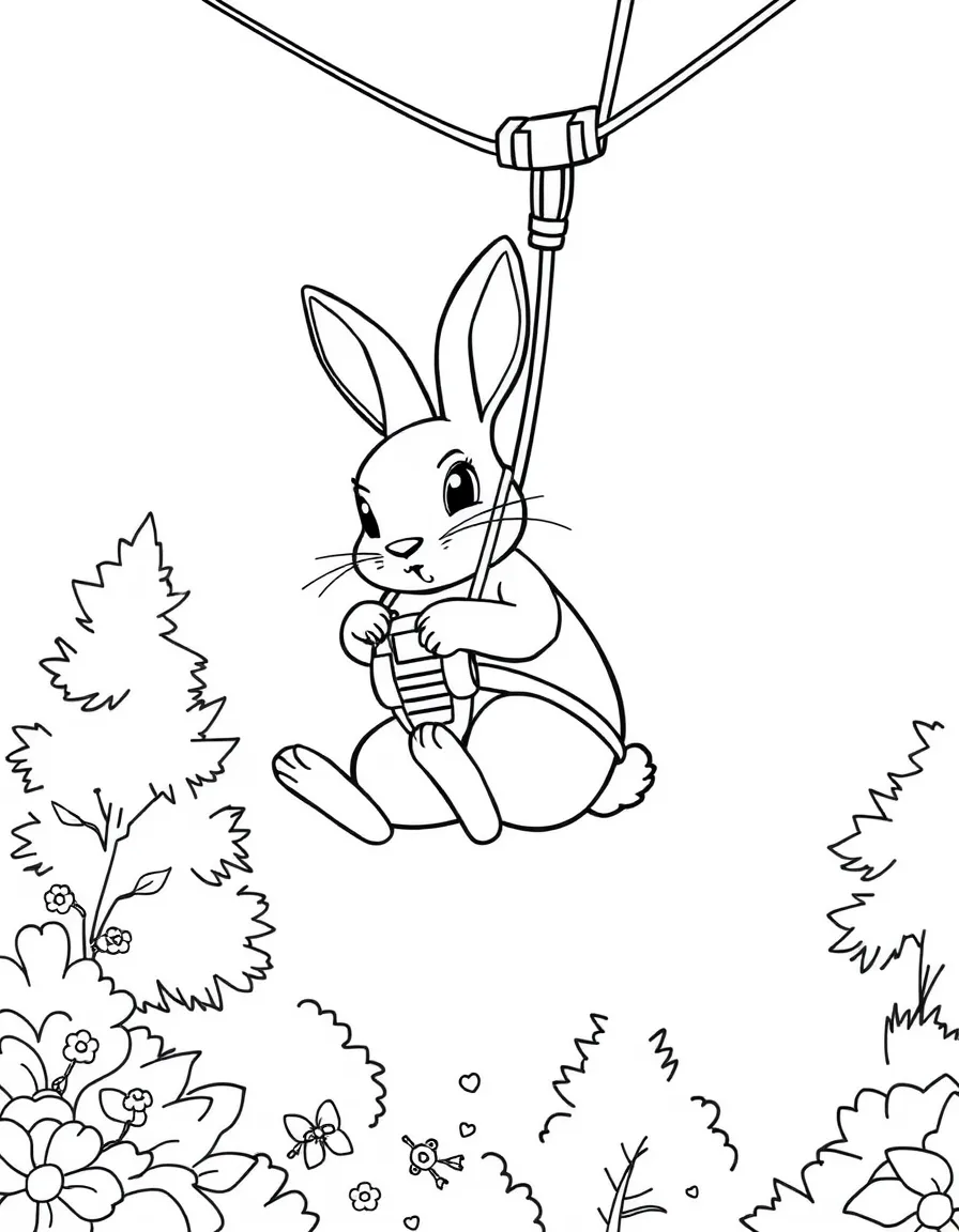 A rabbit on a zip line