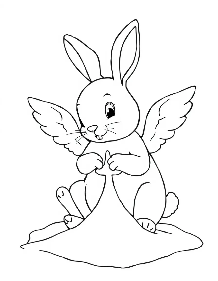 A rabbit making a sand angel