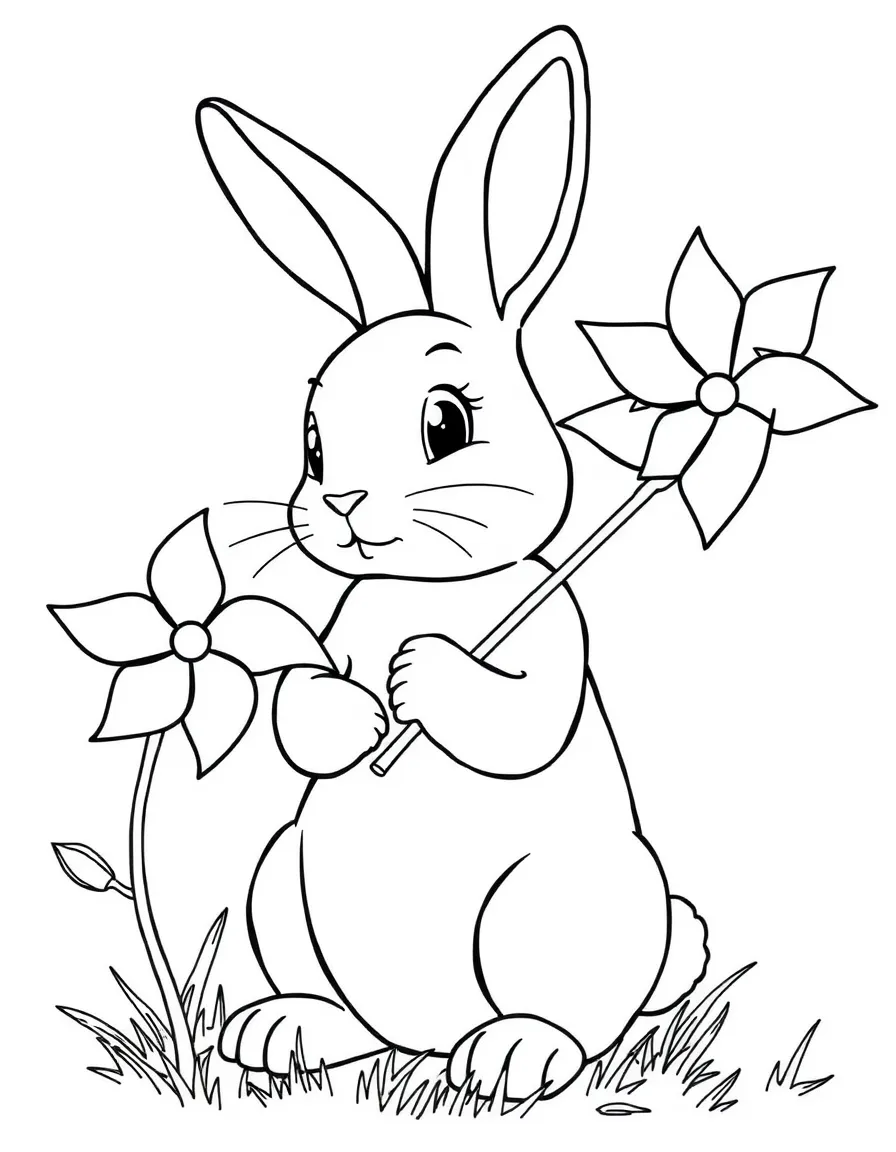 A rabbit with a pinwheel