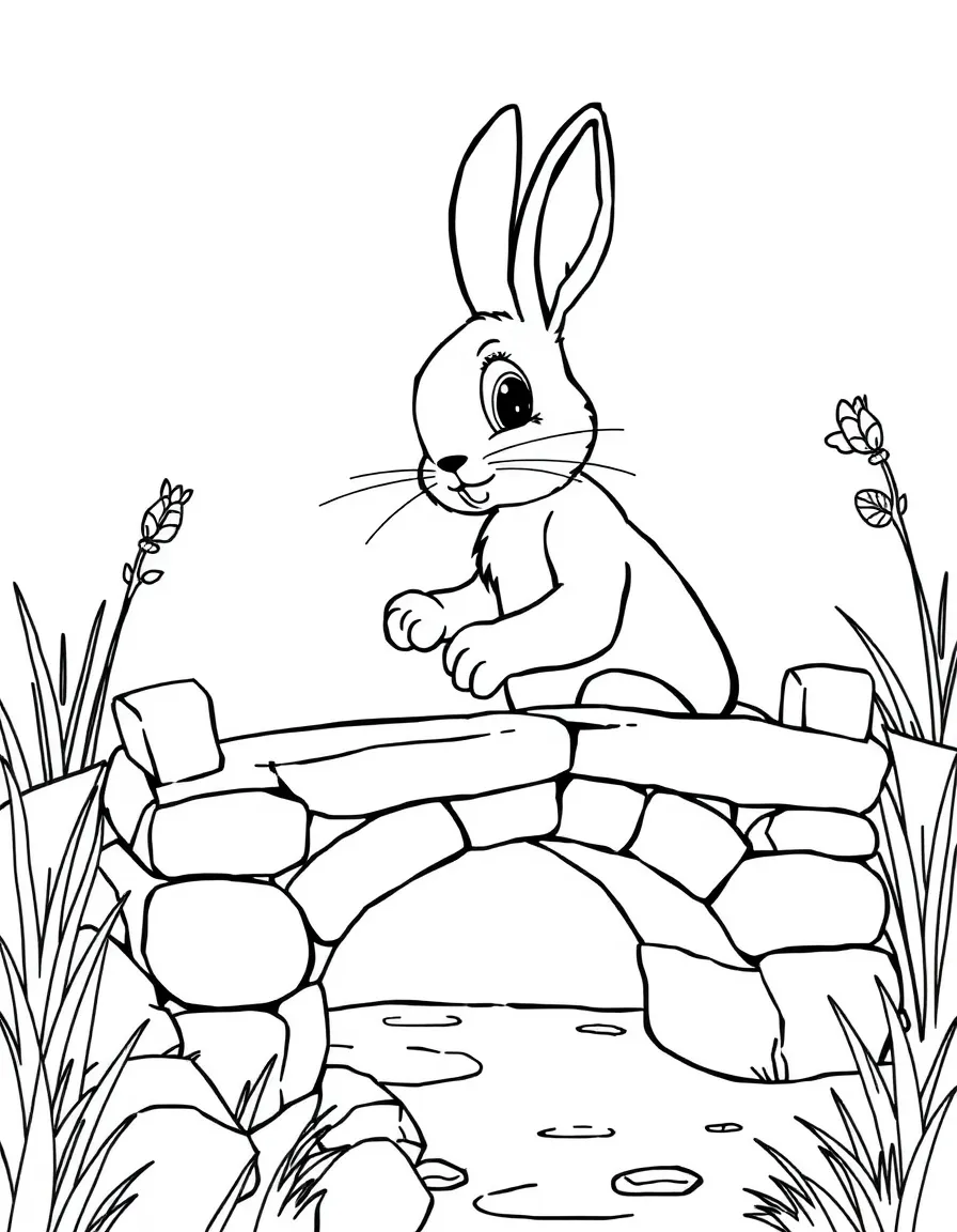 A rabbit building a bridge