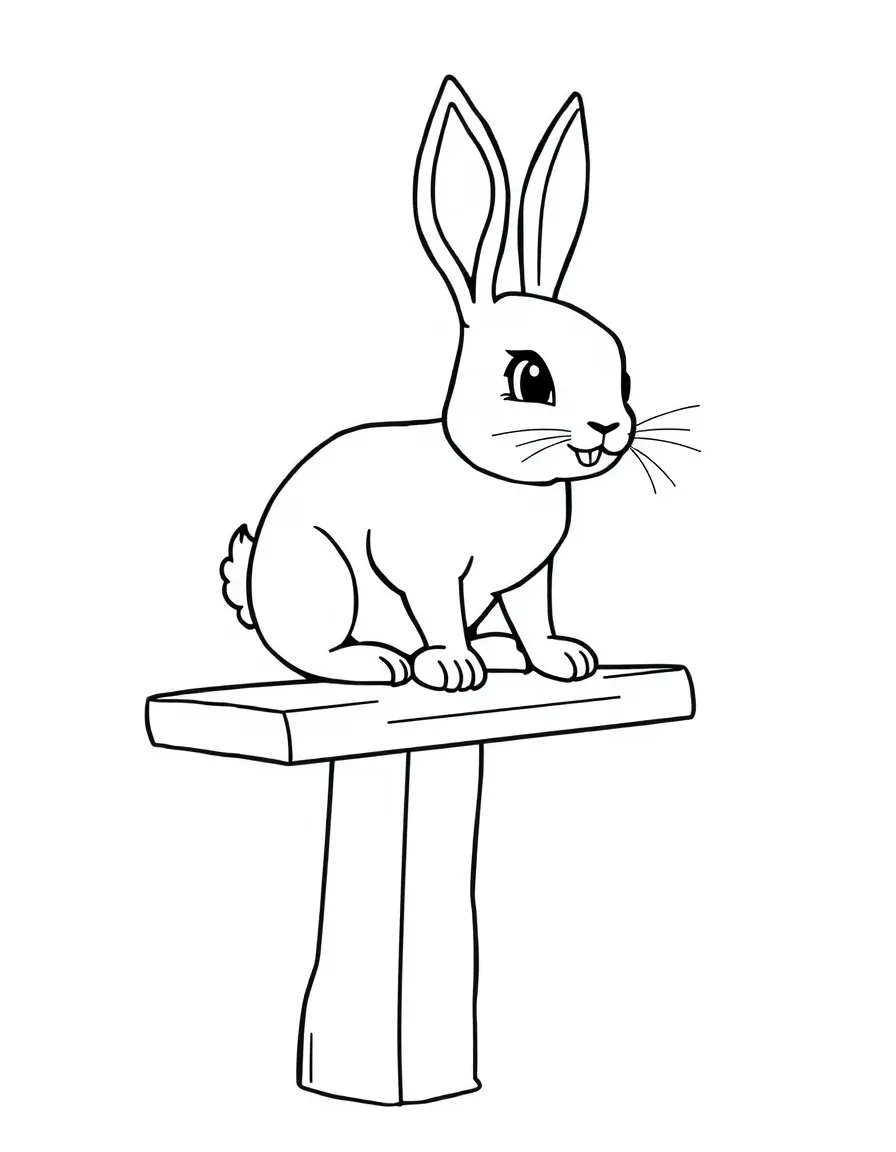 A rabbit on a diving board