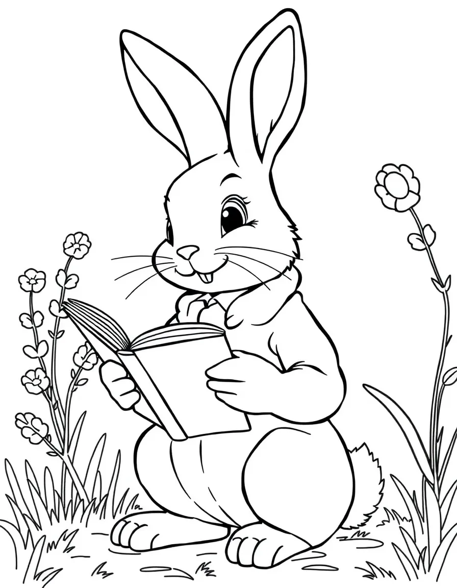 A rabbit storyteller with a book