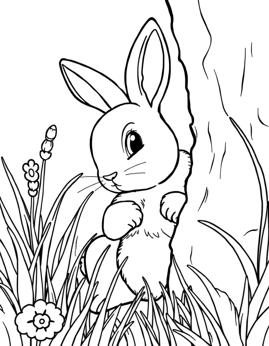 A rabbit playing hide and seek