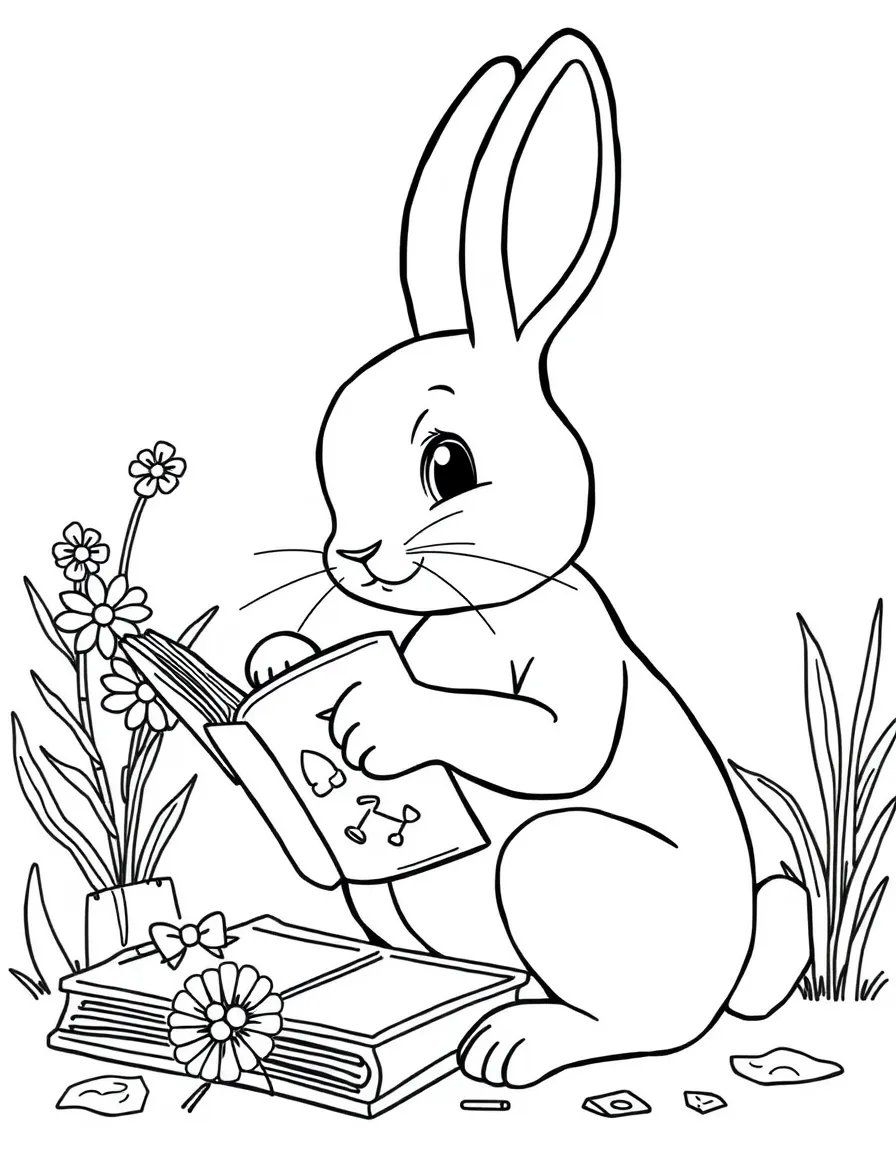 A rabbit making a scrapbook