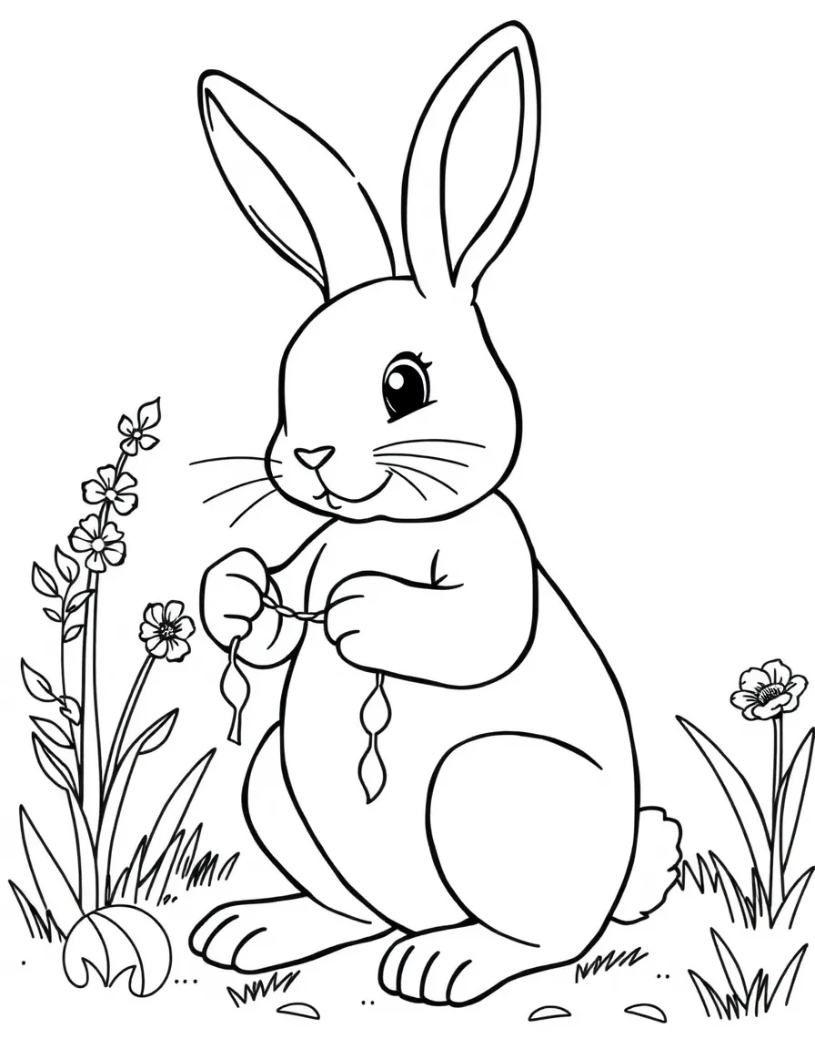 A rabbit making paper chains