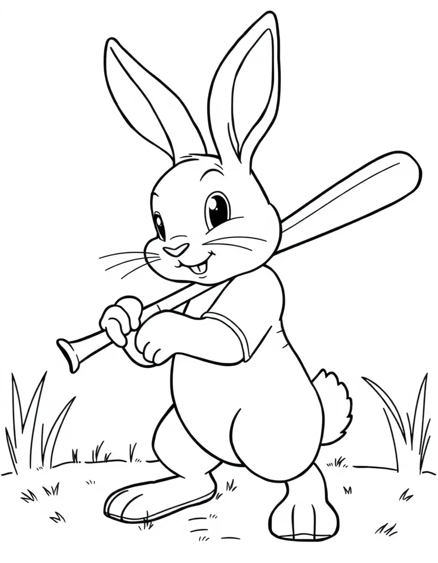 A rabbit playing baseball