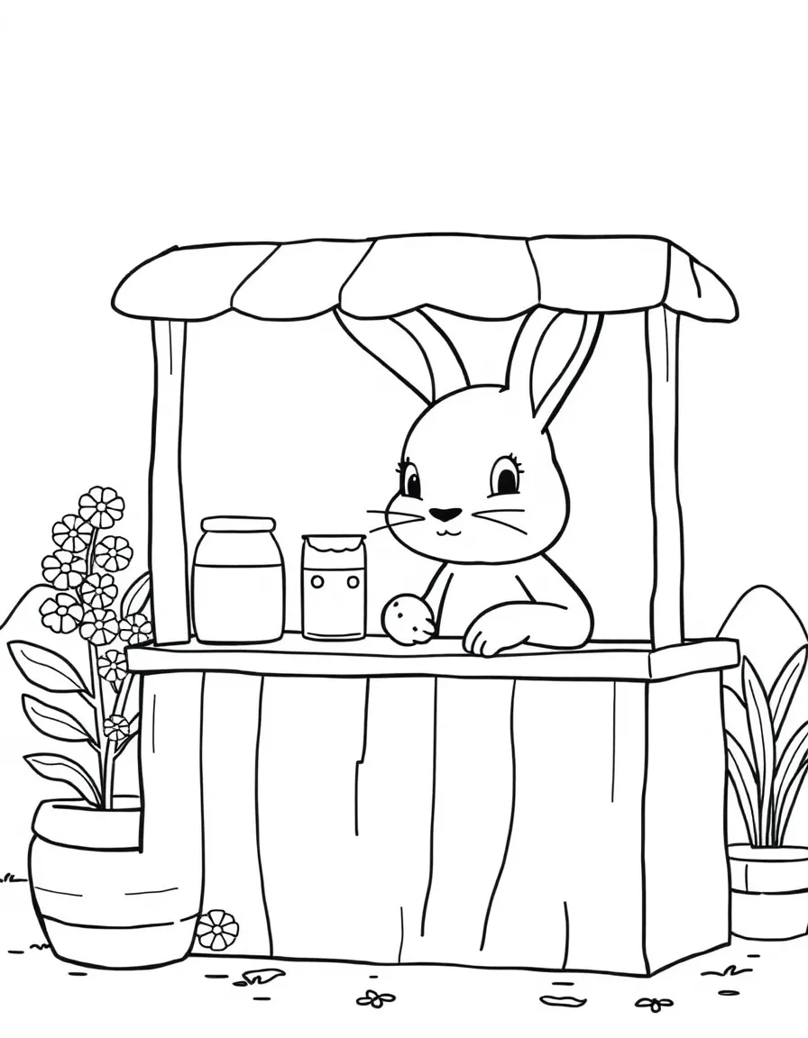 A rabbit at a lemonade stand