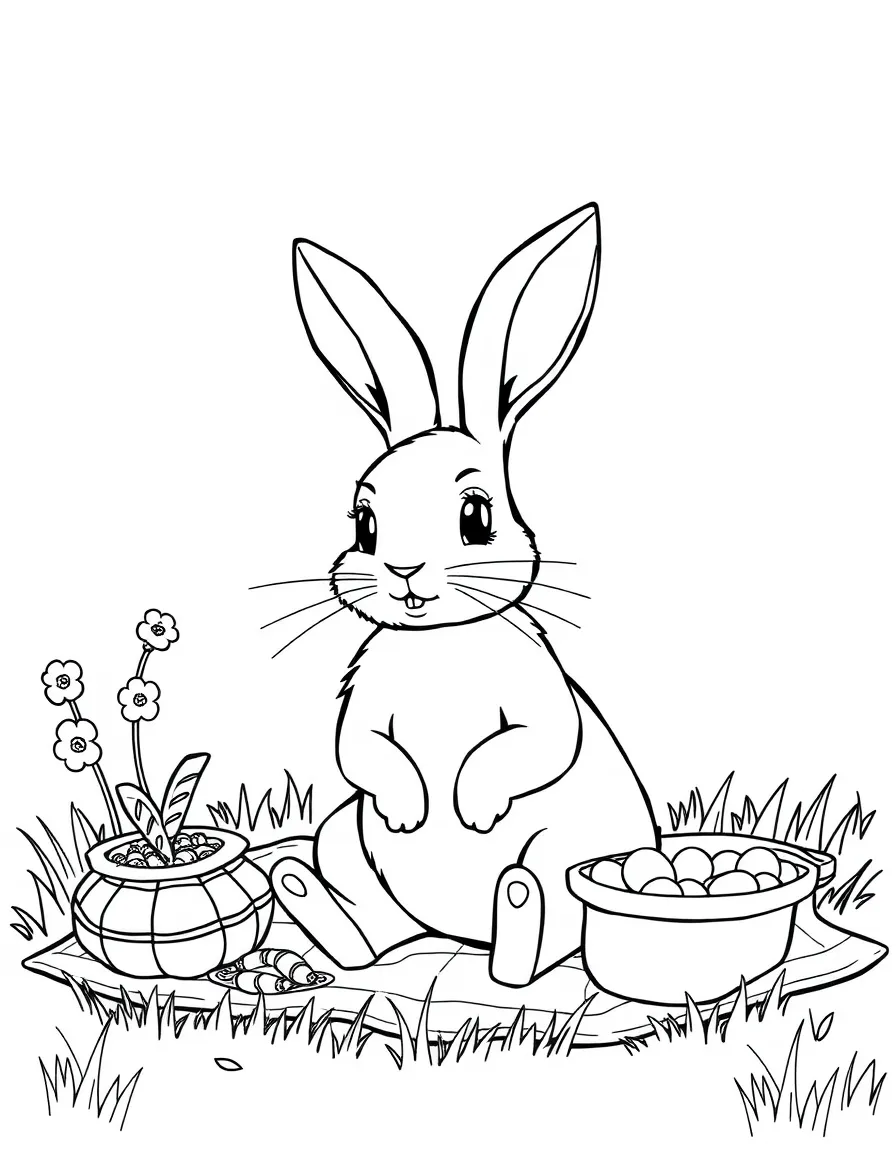 A rabbit having a picnic