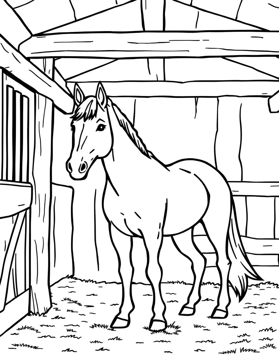 A horse standing in a stable
