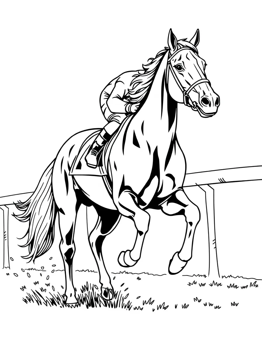 A Thoroughbred in racing position