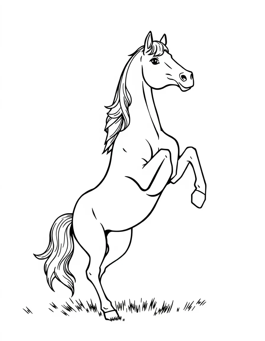 A horse rearing up on hind legs