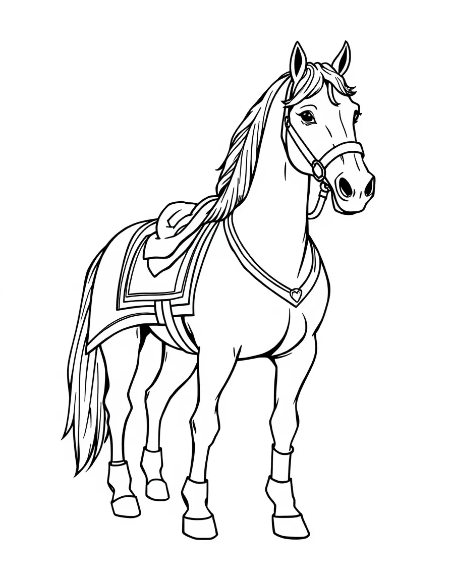 A horse dressed for a parade