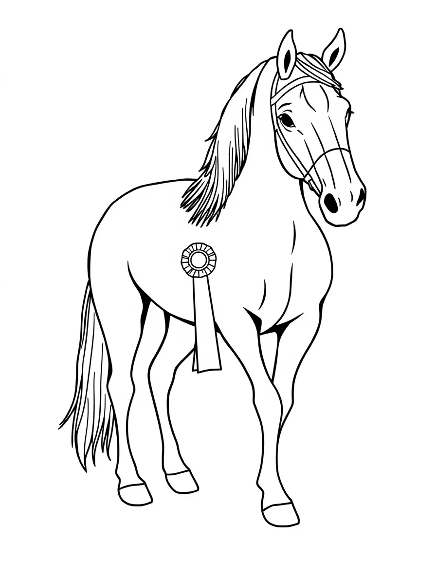 A horse with fancy show ribbons