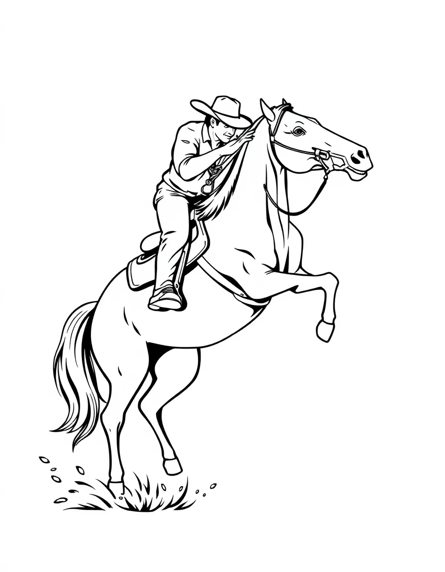 A rodeo horse bucking