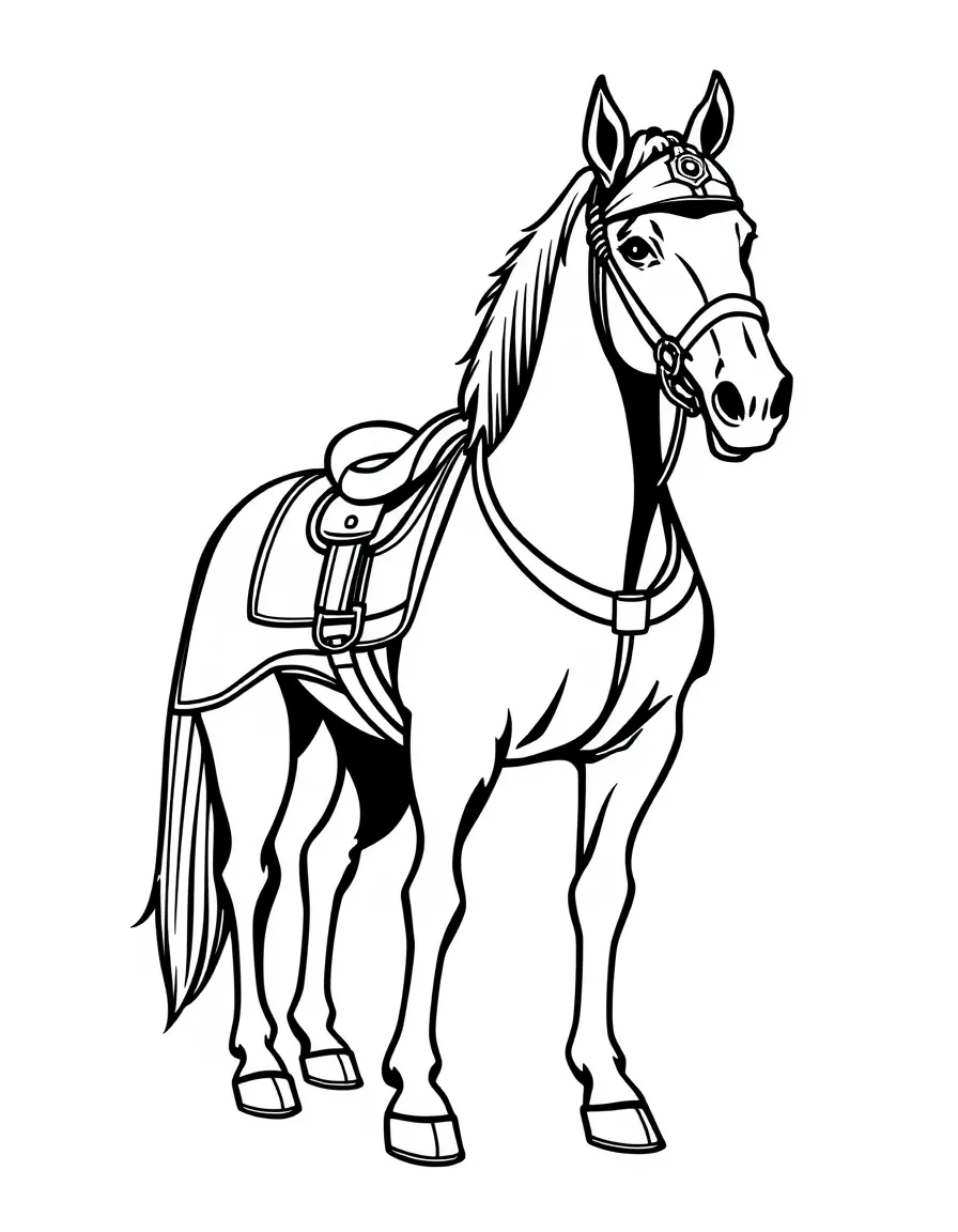A police horse in uniform