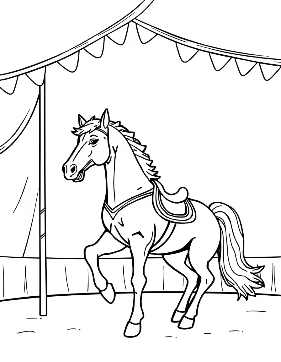 A circus horse performing