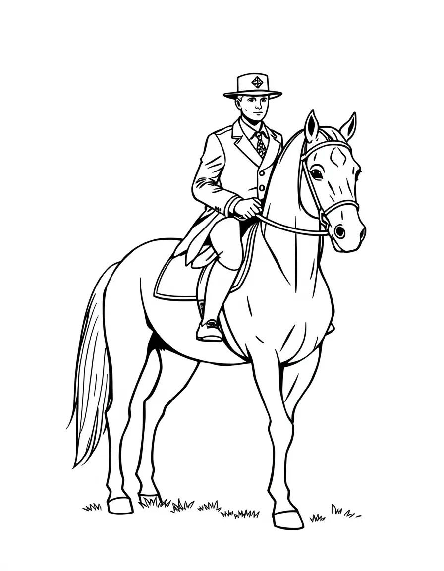 A horse with a rider in formal attire